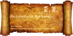 Reichsfeld Mariann névjegykártya